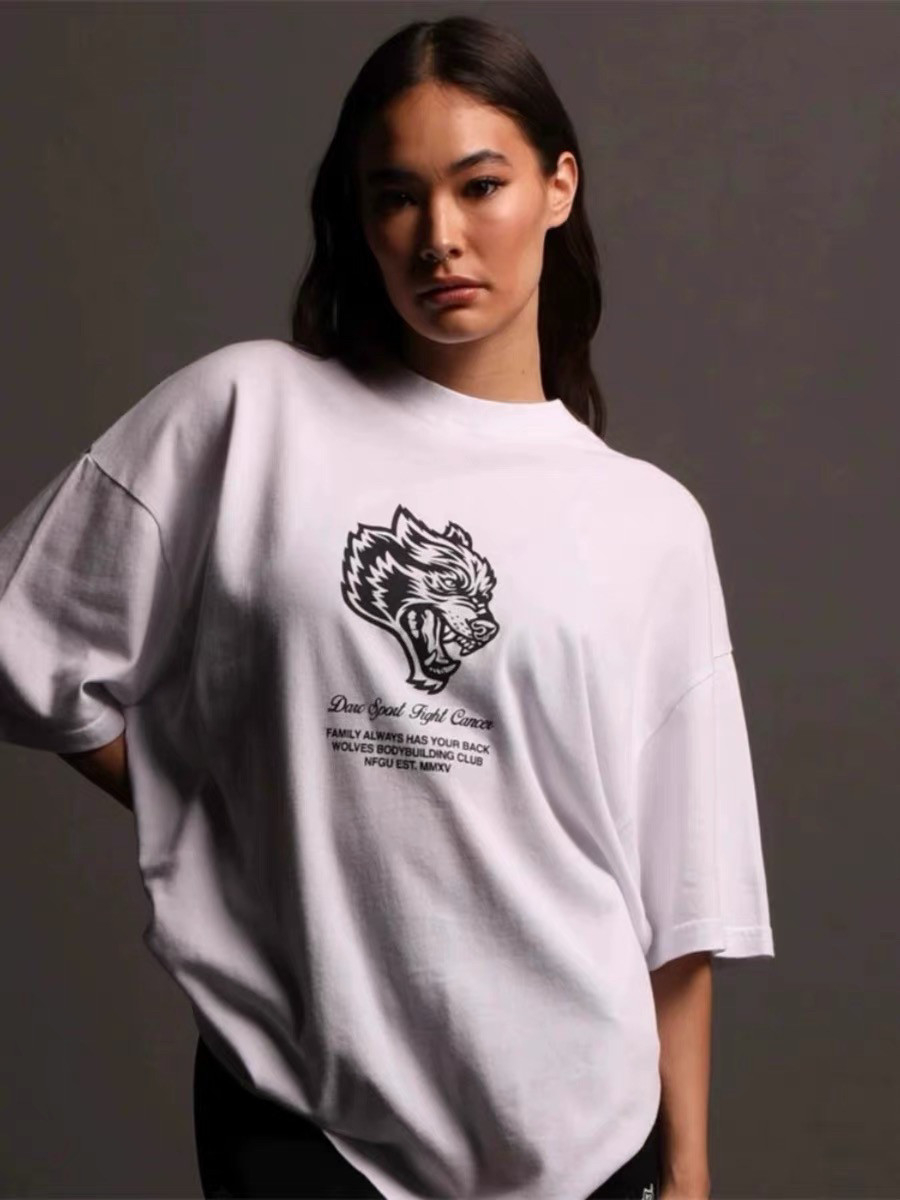 Streetwear Gym Brand - 화이트 클래식 울프 헤드 GYM 피트니스