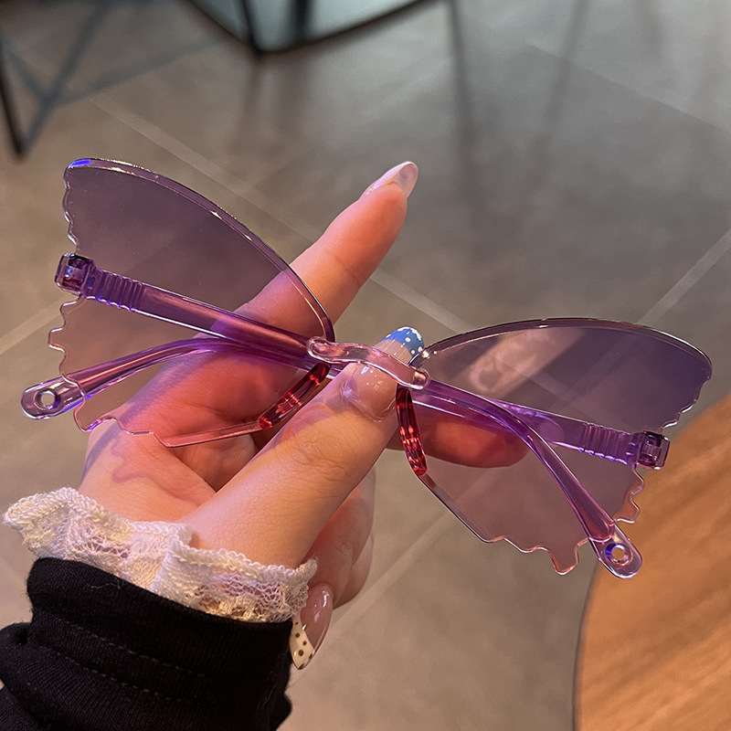 빈티지 무테 나비 모양 선글라스 스트리트웨어 여성 럭셔 - Streetwear Brand With Butterfly 리뷰 및 가격