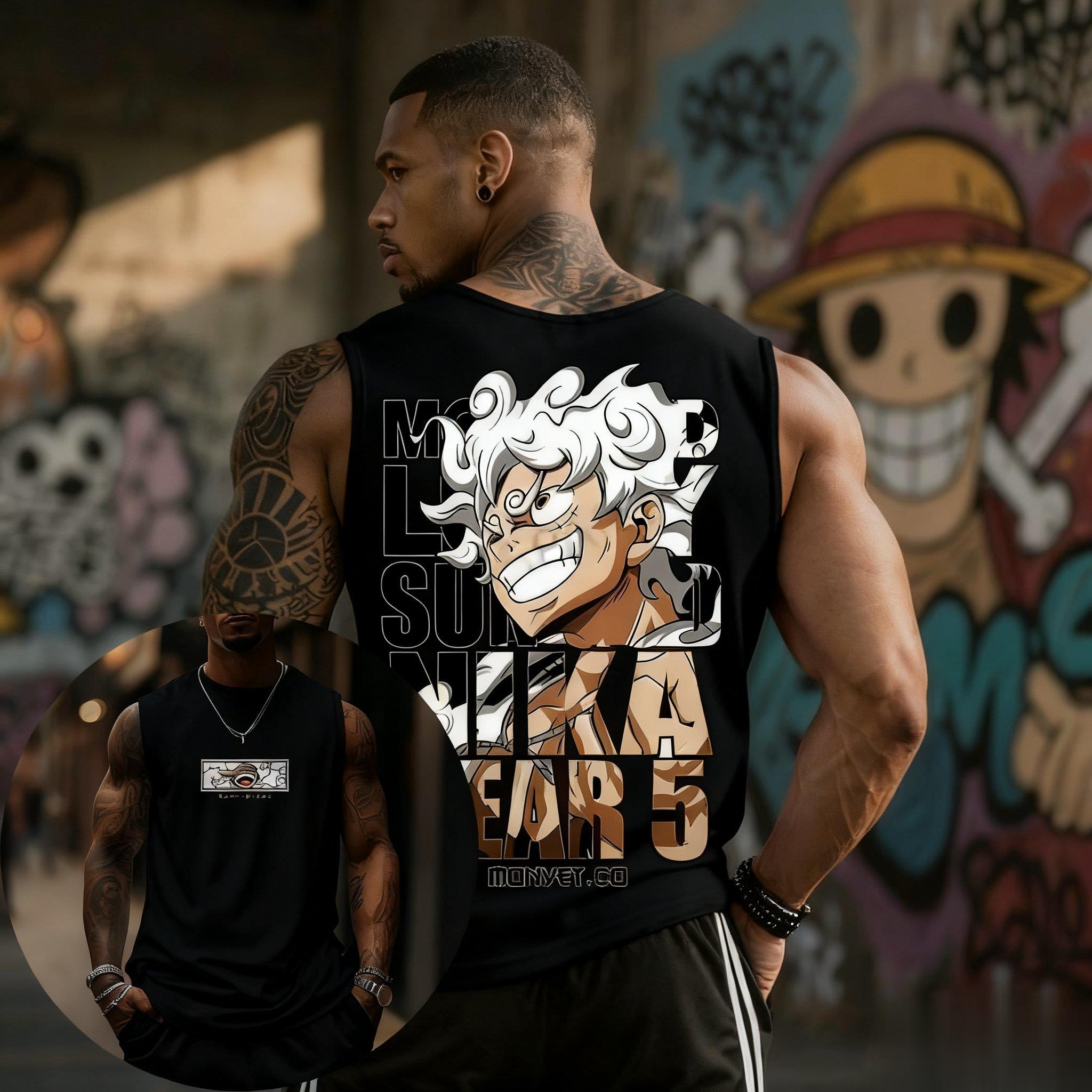 원피스 루피 기어 5 탱크탑 남성용 면 민소매 셔츠 애 - Streetwear Gym Brand 리뷰 및 가격